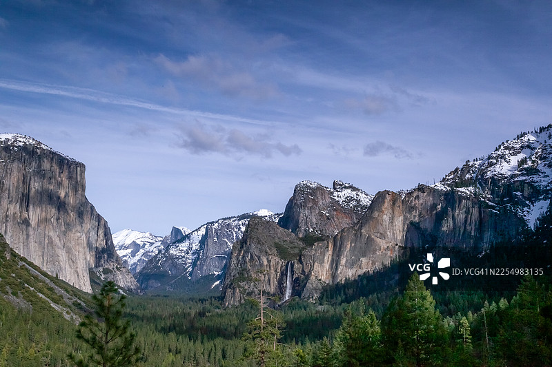 优胜美地国家公园的新娘面纱瀑布图片素材