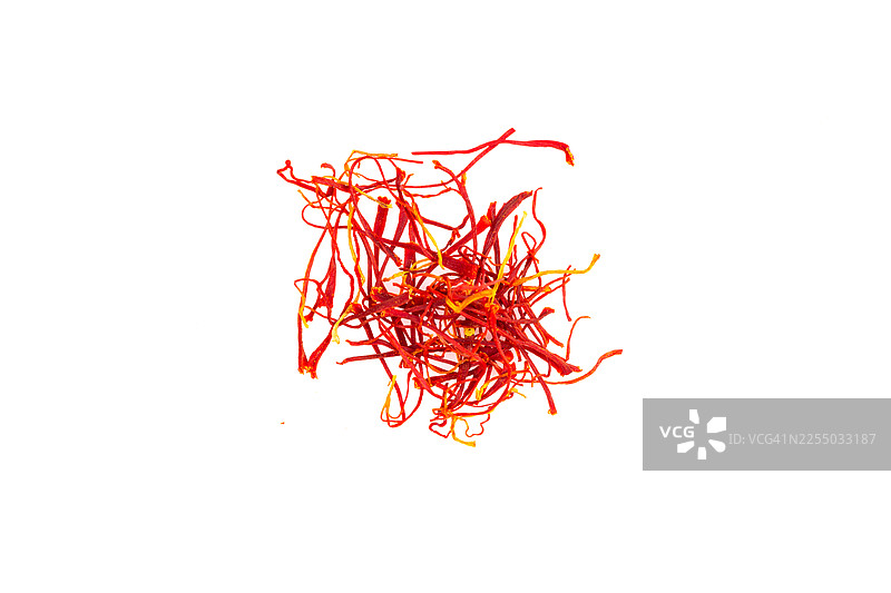 白色背景下藏红花特写镜头图片素材