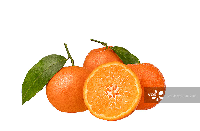 新鲜的橘子，孤立在白色背景上图片素材
