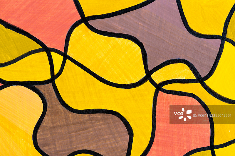 我用丙烯颜料手绘的彩色笔画，在白纸上创作的彩虹色涂鸦。图片素材