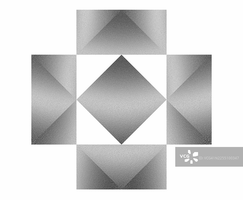 银色金属质感人物，用于三角形和方形浮雕设计的创作，在白色背景上抠出。图片素材