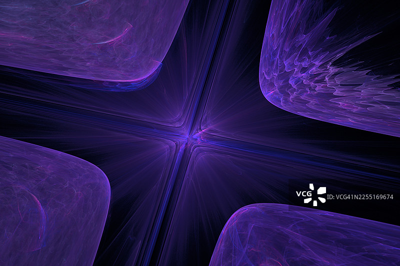 霓虹紫发光十字棱镜抽象分形水晶能量背景图片素材