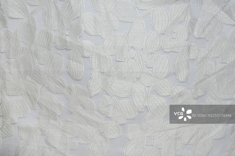 全画幅拍摄的白色刺绣蕾丝面料图片素材