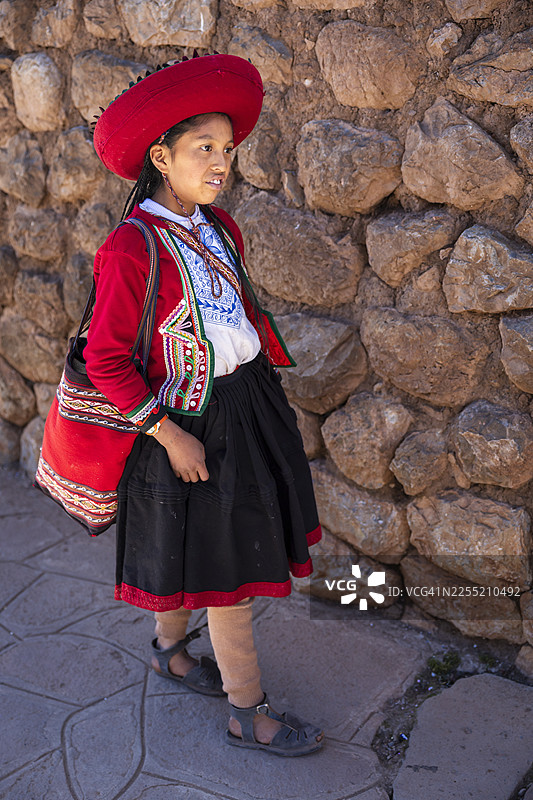 秘鲁女孩，生活在圣谷的钦切罗图片素材