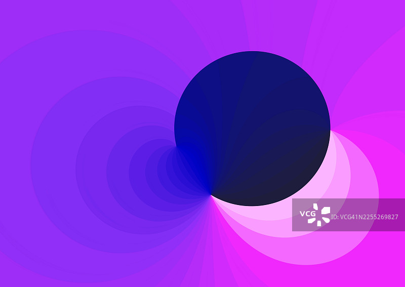 抽象背景，椭圆形和圆形的彩色轨迹渐变，从淡紫色到粉色，向无限延伸。图片素材