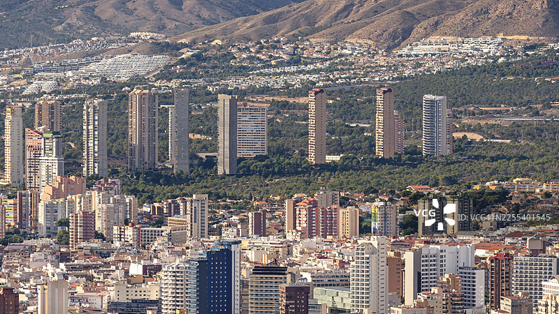 贝尼多姆市及其周边景观的视野图片素材
