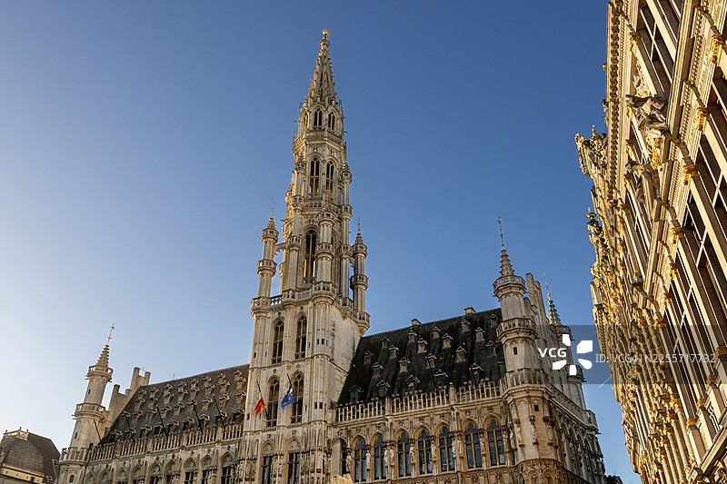 比利时布鲁塞尔市政厅与大广场建筑图片素材