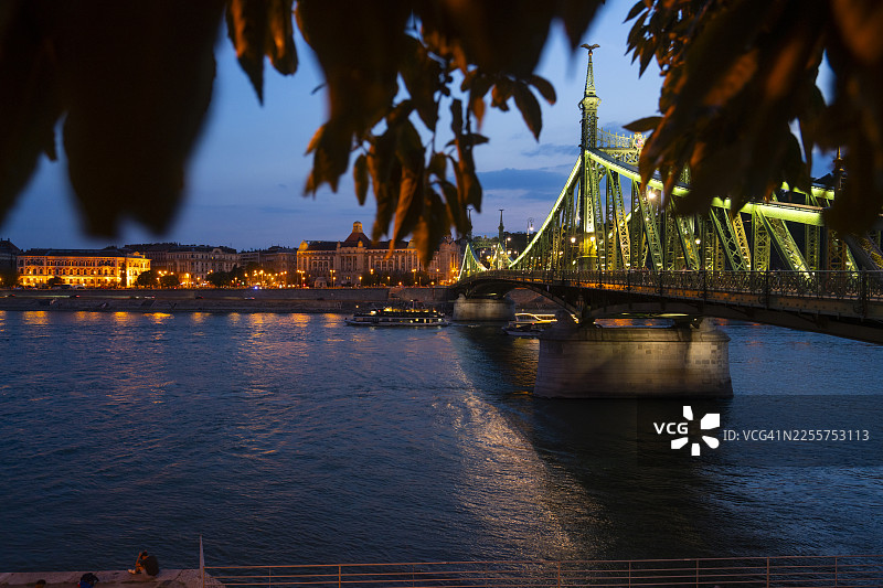 布达佩斯自由桥夜景图片素材