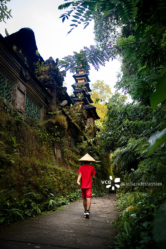 在巴厘岛乌布参观寺庙和自然风光图片素材