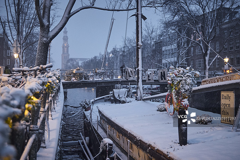 冬日早晨的阿姆斯特丹。图片素材