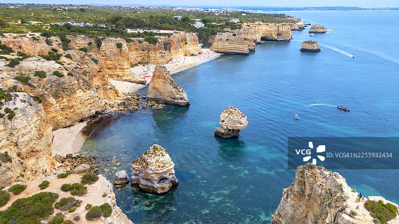 葡萄牙阿尔加维，玛琳海滩的航拍图图片素材