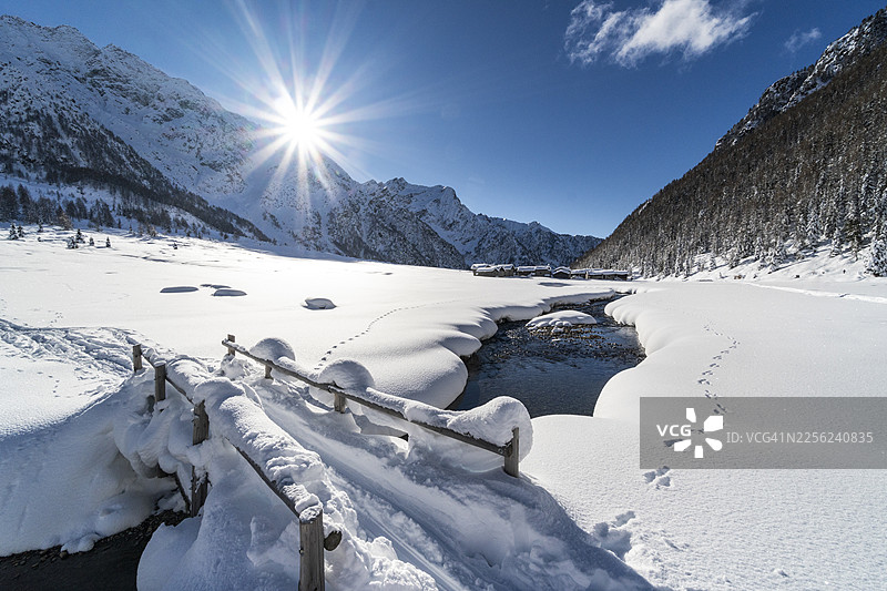 冬季雪景，意大利阿尔卑斯山图片素材