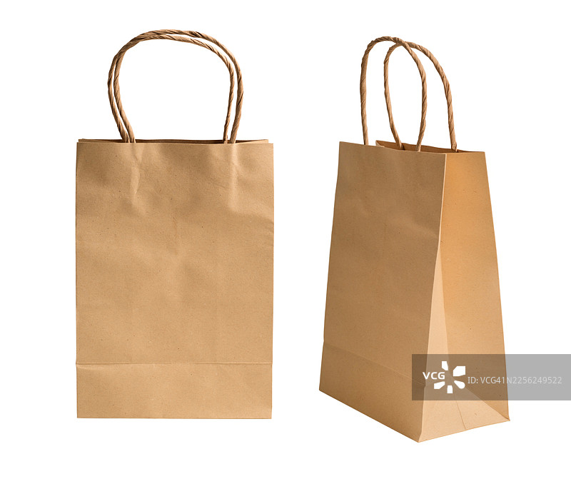 孤立在白色背景上的再生纸板袋图片素材