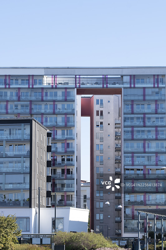 斯德哥尔摩南哈马尔比港现代高层公寓楼图片素材