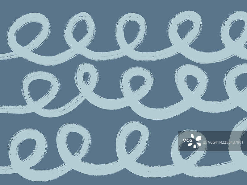 蓝色粗糙笔触曲线在纯色背景上图片素材