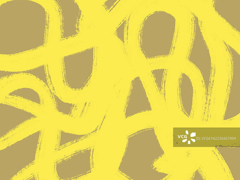 黄色粗糙笔触曲线抽象背景图片素材
