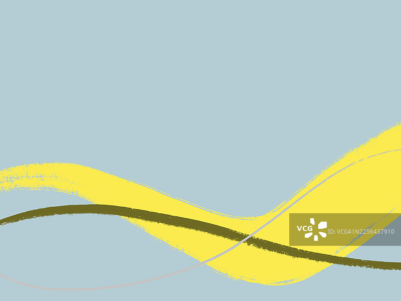 纯色背景上抽象的黄色和棕色粗糙笔触曲线图片素材