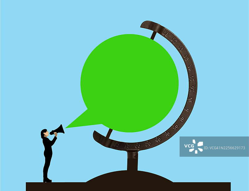扩音器广播全球生态信息的人的插画图片素材