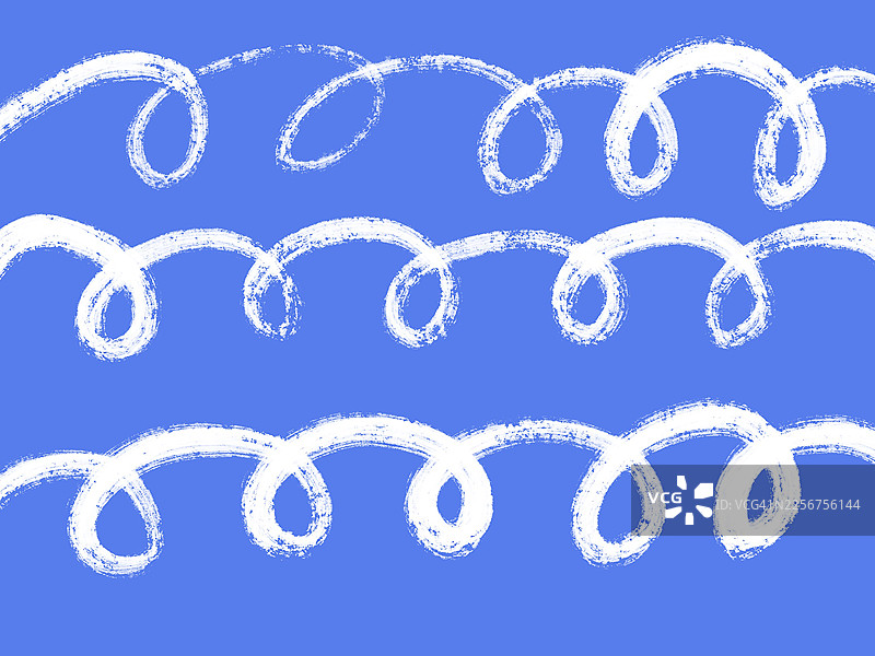 蓝色背景上的圆形白色线条极简笔触画图片素材