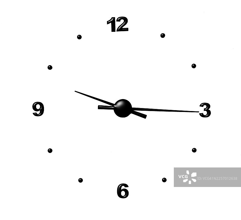 用于设计的现代挂钟，在白色背景上抠图。图片素材