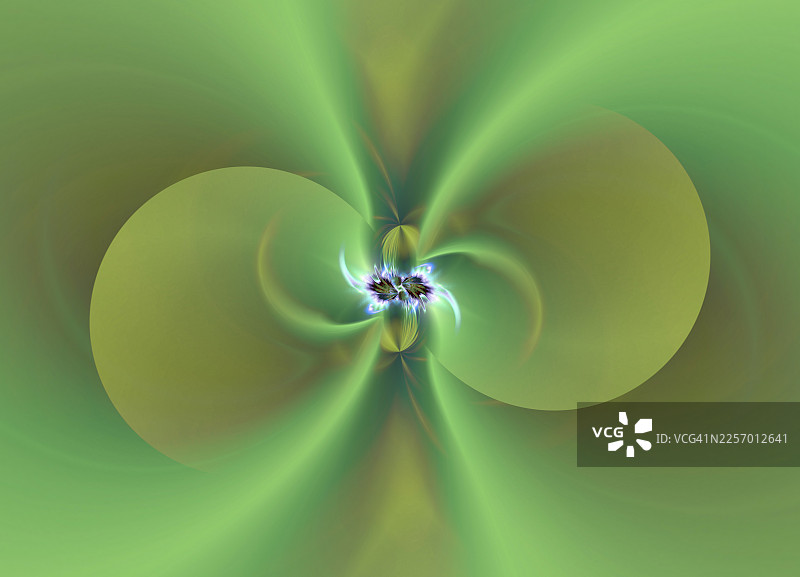 抽象背景，椭圆形和圆形在渐变绿色调中进行深度运动，并闪烁着光芒。图片素材