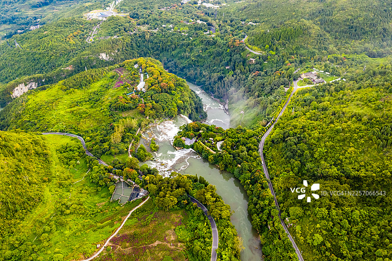 中国亚洲贵州黄果树瀑布航拍图片素材