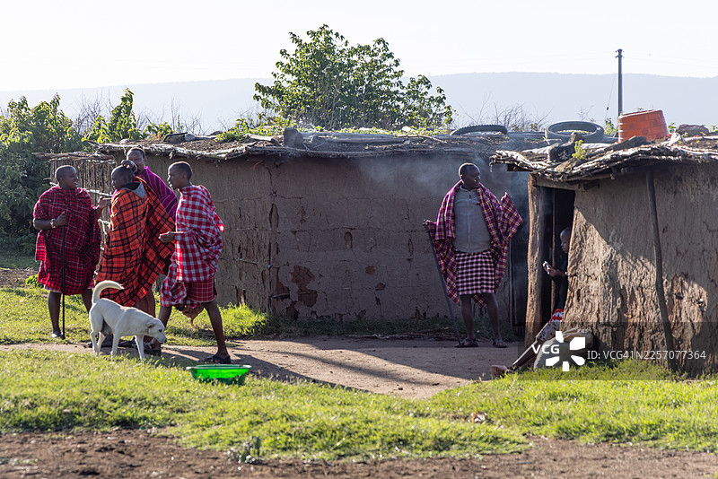 肯尼亚乡村马赛人家庭的日常生活图片素材