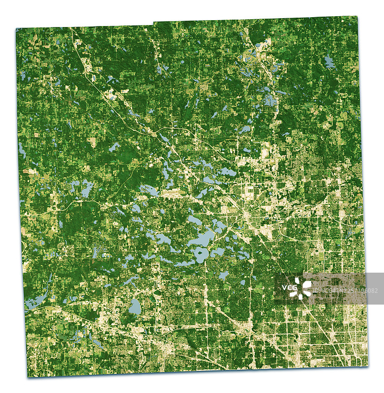 奥克兰县密歇根州卫星地形图 3D渲染 纯色图片素材