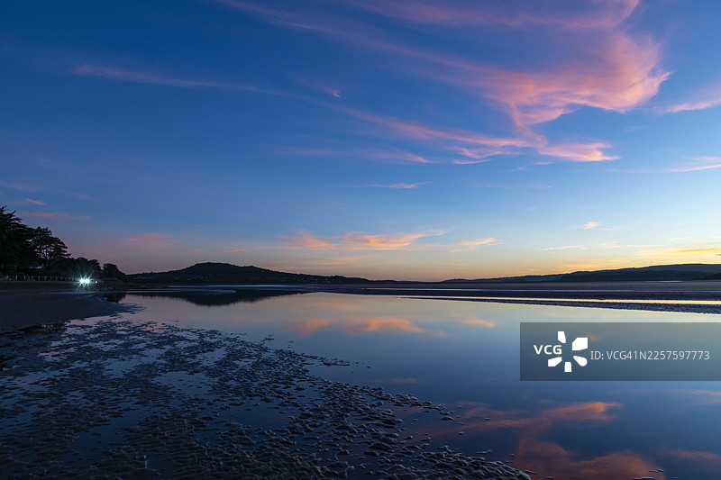 英格兰坎布里亚郡肯特河口地区的黄昏图片素材