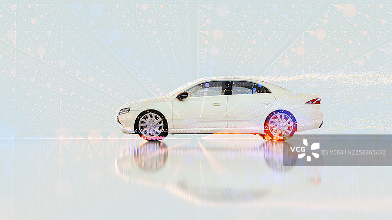 发光的粒子击中汽车图片素材