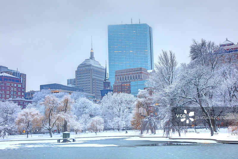 波士顿公共花园的冬天图片素材