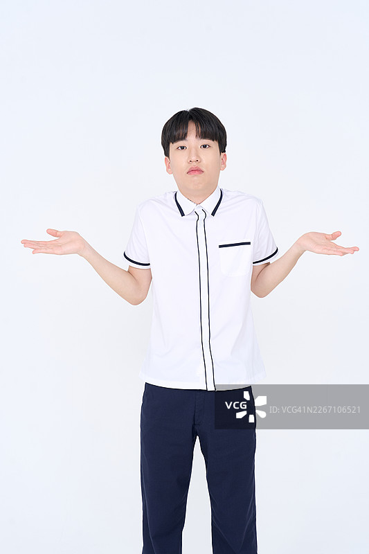 努基，手势，青少年，初中生，夏季校服图片素材