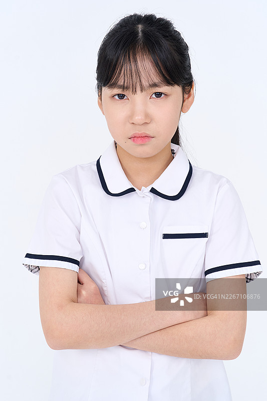 努基，手势，青少年，初中生，夏季校服图片素材
