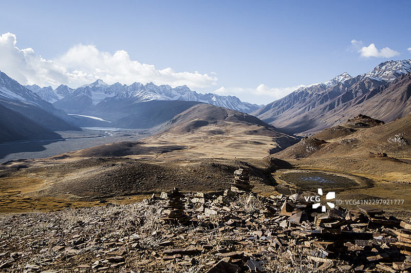 雪山山脉和山谷，喜马拉雅山图片素材