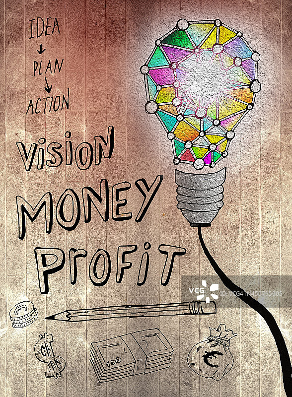 棕色墙壁上巨大的马赛克灯泡照片图片素材