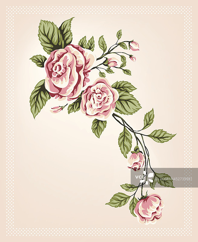 带有简约风格的美丽复古玫瑰花束图片素材