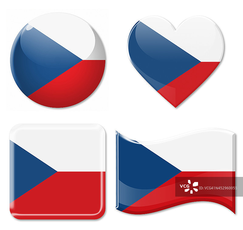 捷克共和国旗帜和图标集图片素材