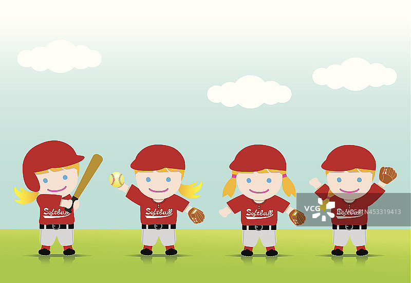 打垒球的金发女孩图片素材