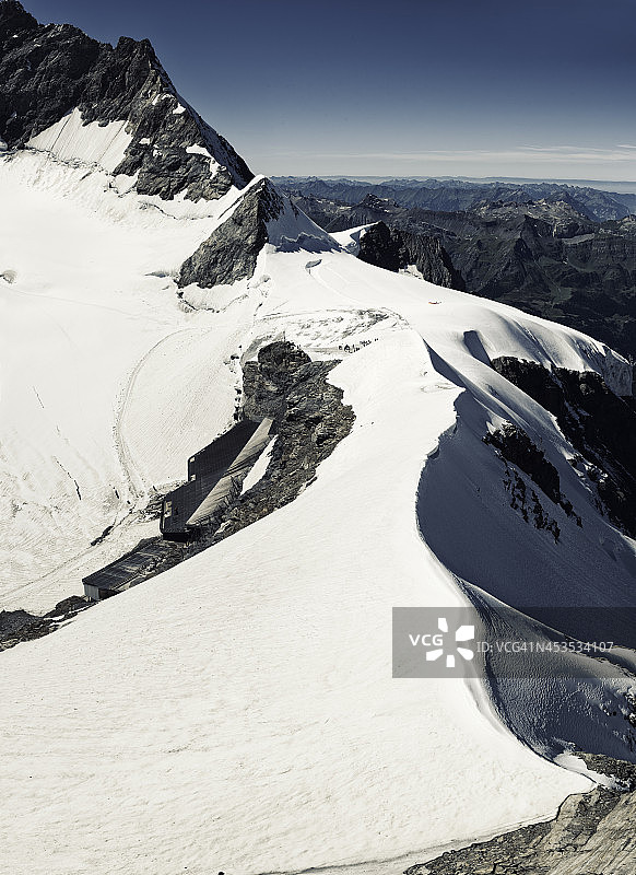 瑞士阿莱奇冰川上的少女峰火车站图片素材
