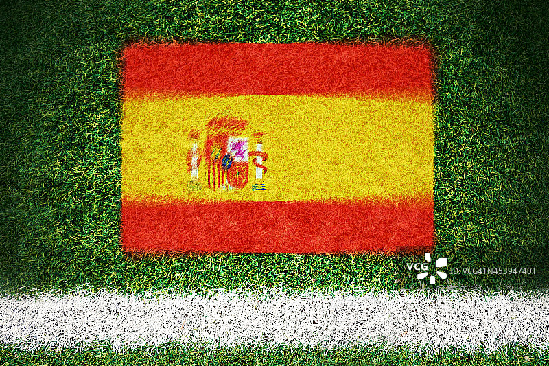 印有西班牙国旗的足球场图片素材