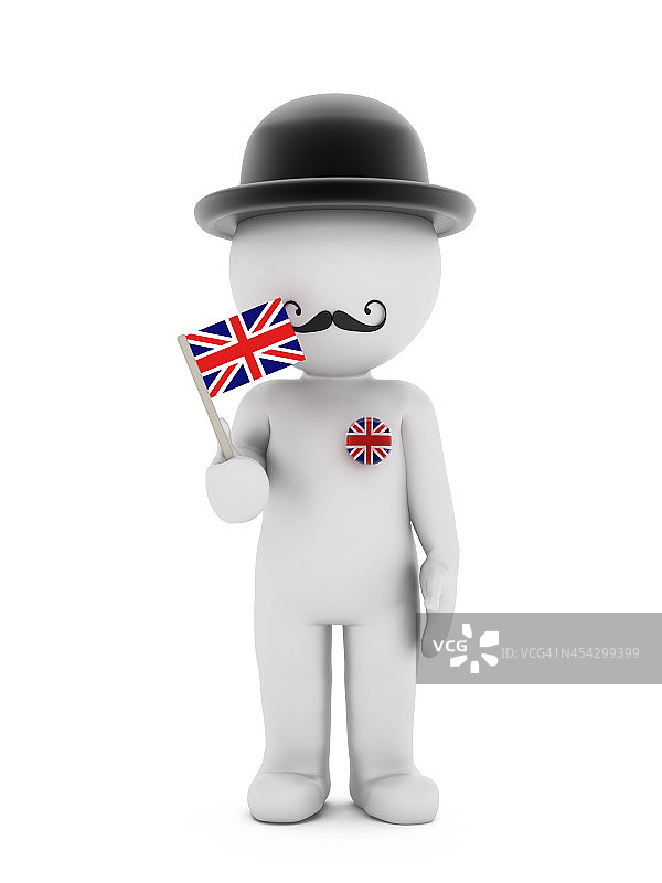 男人拿着一面英国国旗图片素材