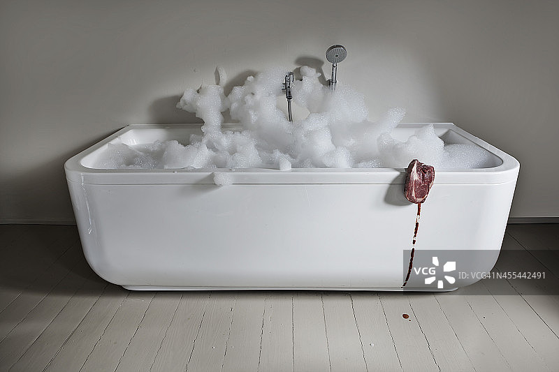 浴室里放肉的浴缸图片素材