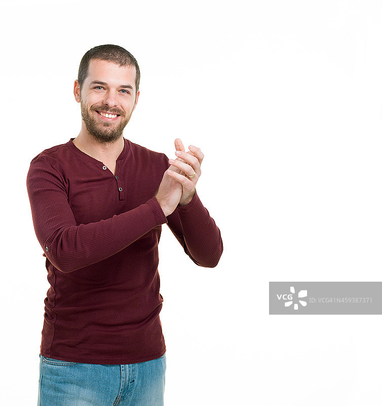 年轻男人鼓掌图片素材