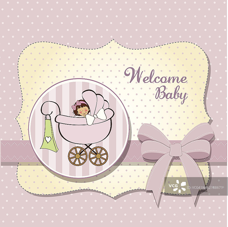 女婴出生公告卡图片素材