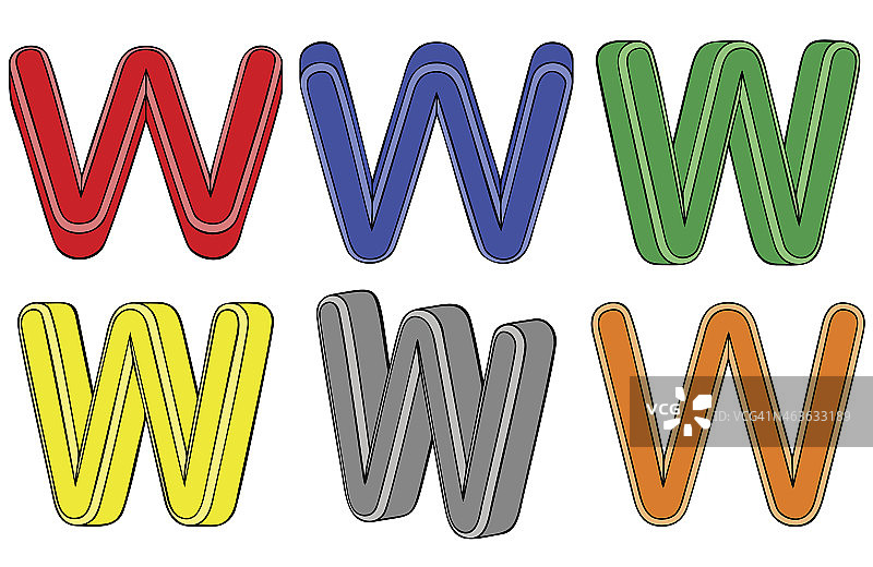 六个字母W 3D图片素材