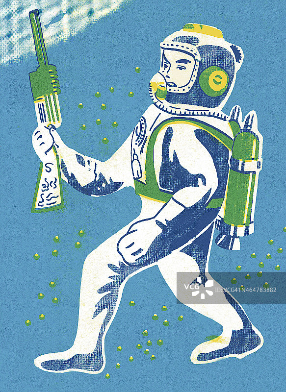 携带枪支的宇航员图片素材