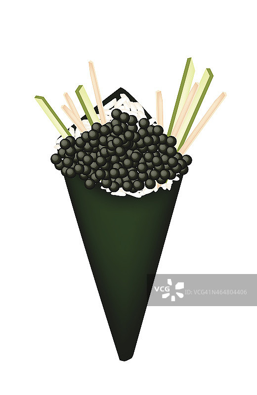 黑色飞鱼籽黄瓜胡萝卜手卷图片素材