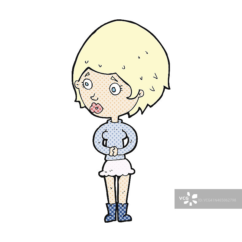 卡通焦虑的女人图片素材
