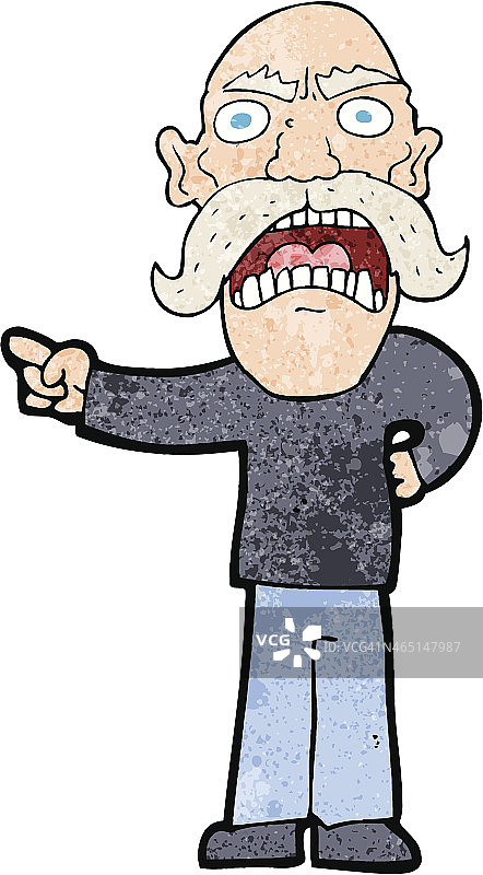 卡通愤怒老人图片素材