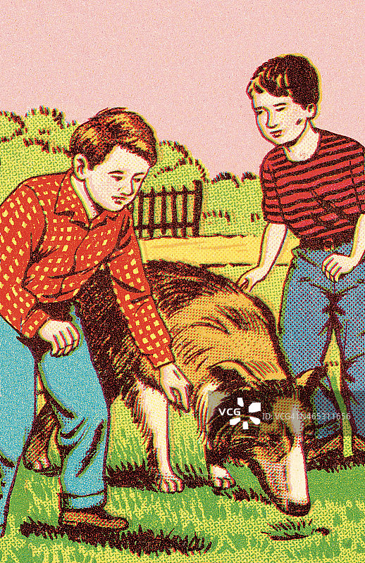 男孩和狗图片素材